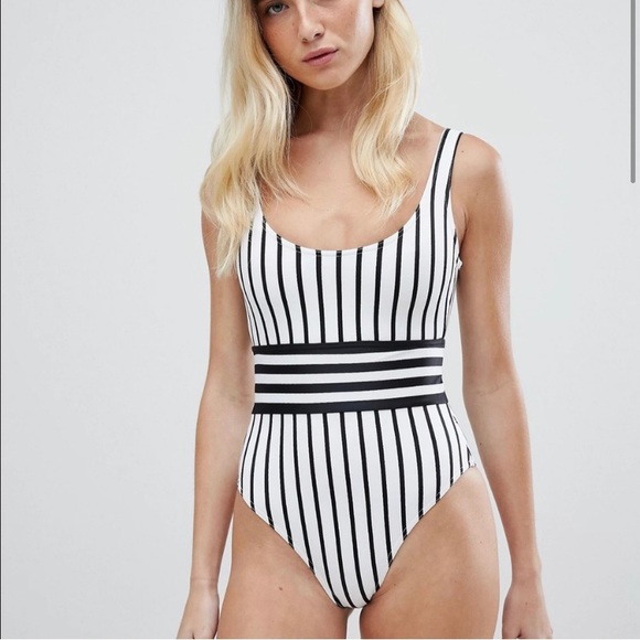 ASOS Other - ASOS White & Black Striped One Piece Swimsuit Size 6